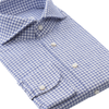 Emanuele Maffeis Gingham-Check Flannel-Cotton Blue Shirt with Shark Collar - SARTALE