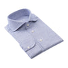 Emanuele Maffeis Houndstooth Flannel-Cotton Blue Shirt with Shark Collar - SARTALE