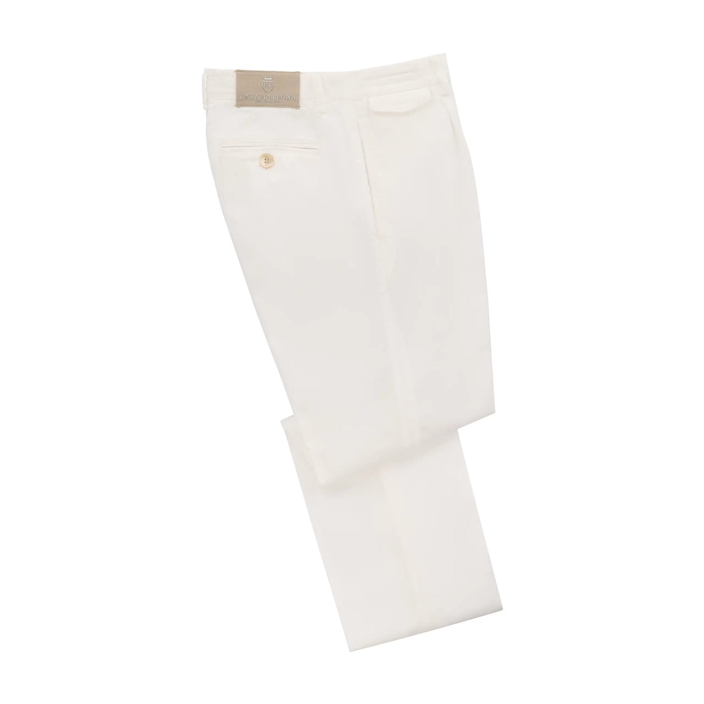 Regular-Fit Cotton Pleated White Trousers