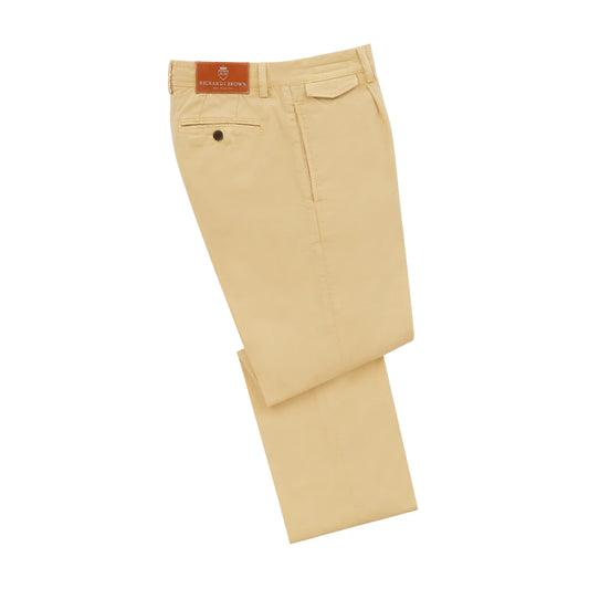 Regular-Fit Cotton Pleated Trousers in Vanille
