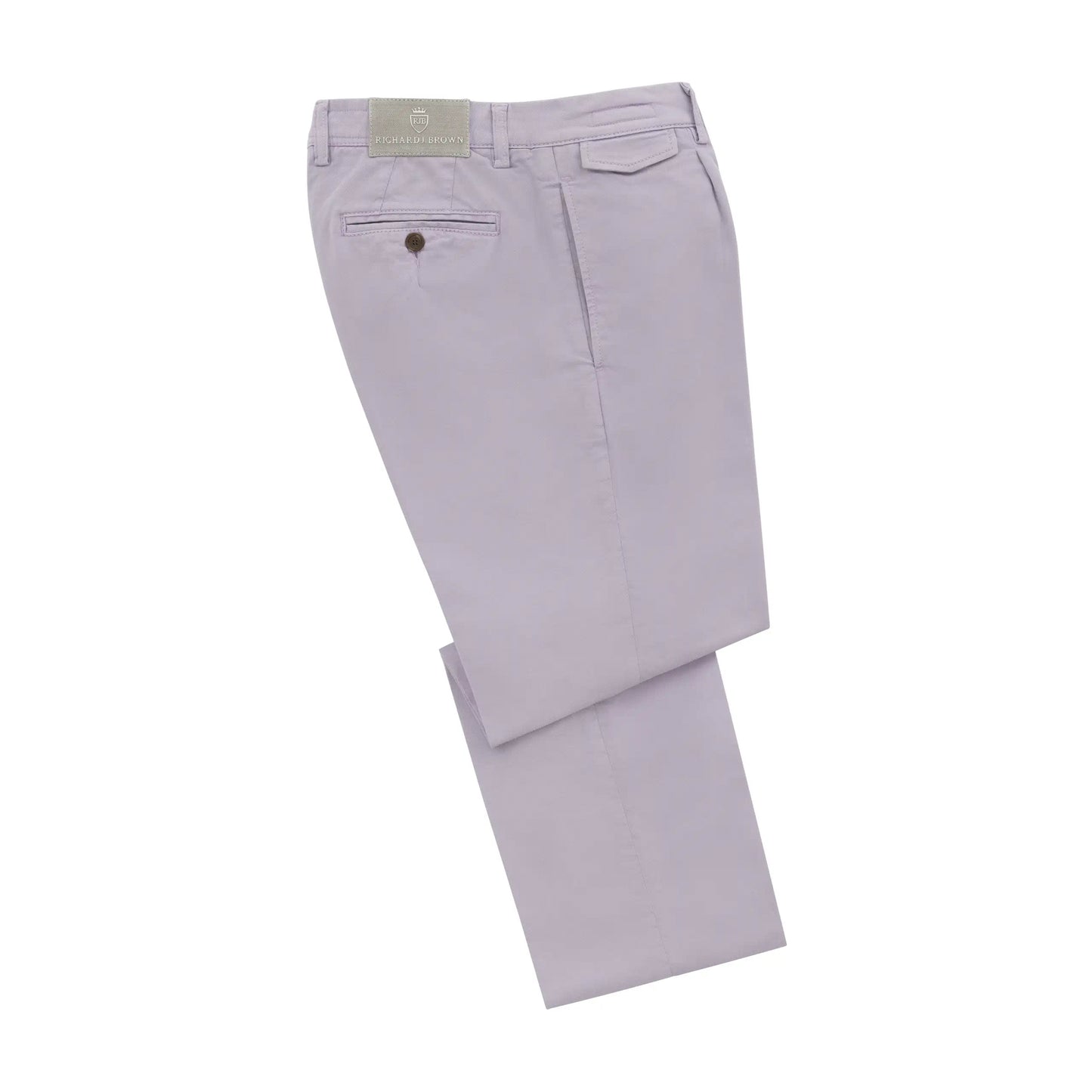Regular-Fit Cotton Pleated Lilac Trousers
