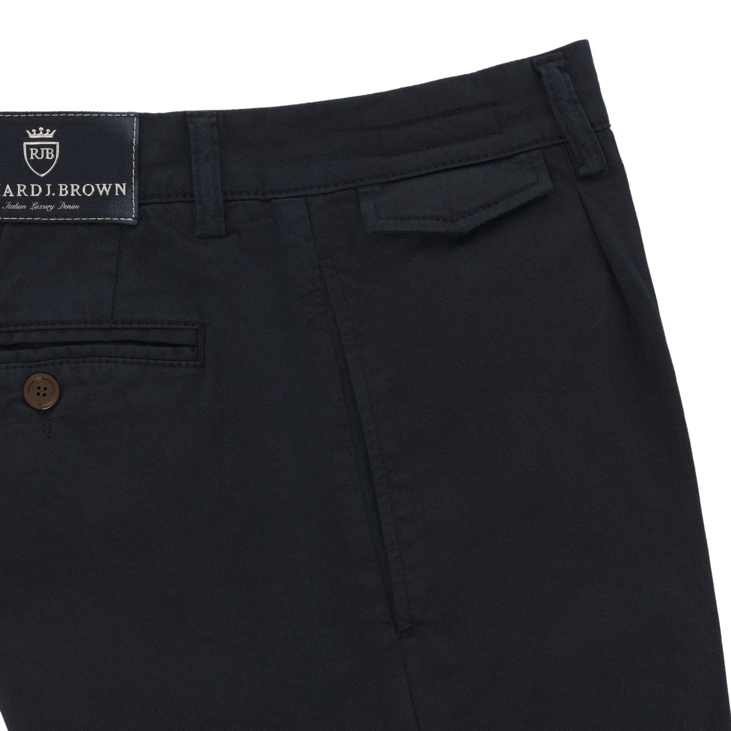 Regular-Fit Cotton Pleated Dark Blue Trousers
