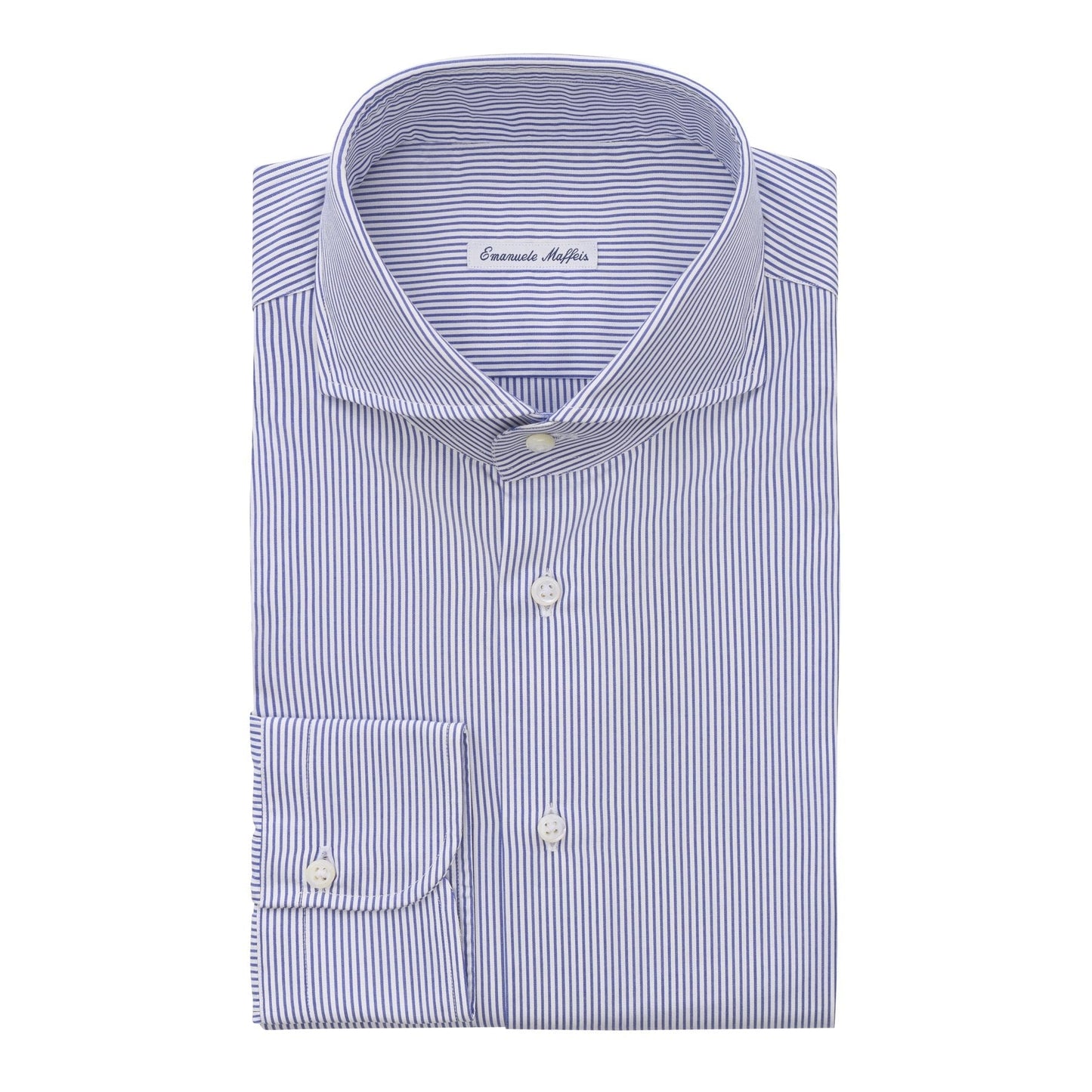 Emanuele Maffeis Micro-Striped Cotton Blue Shirt - SARTALE