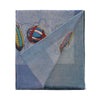 Bontoni Fringed Cashmere Scarf with Balloon Print in Blue - SARTALE