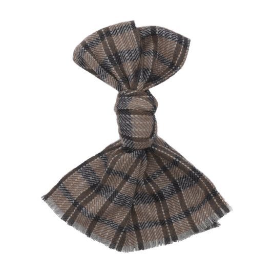 Bontoni Fringed Checked Cashmere, Alpaca and Virgin Wool-Blend Scarf in Brown - SARTALE