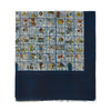 Bontoni Fringed Printed Cashmere Scarf in Blue - SARTALE