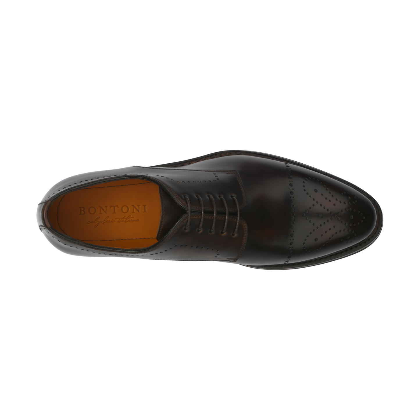 Bontoni "Brera II" Five-Eyelet Derby with Perforated Cap Toe and Medallion - SARTALE