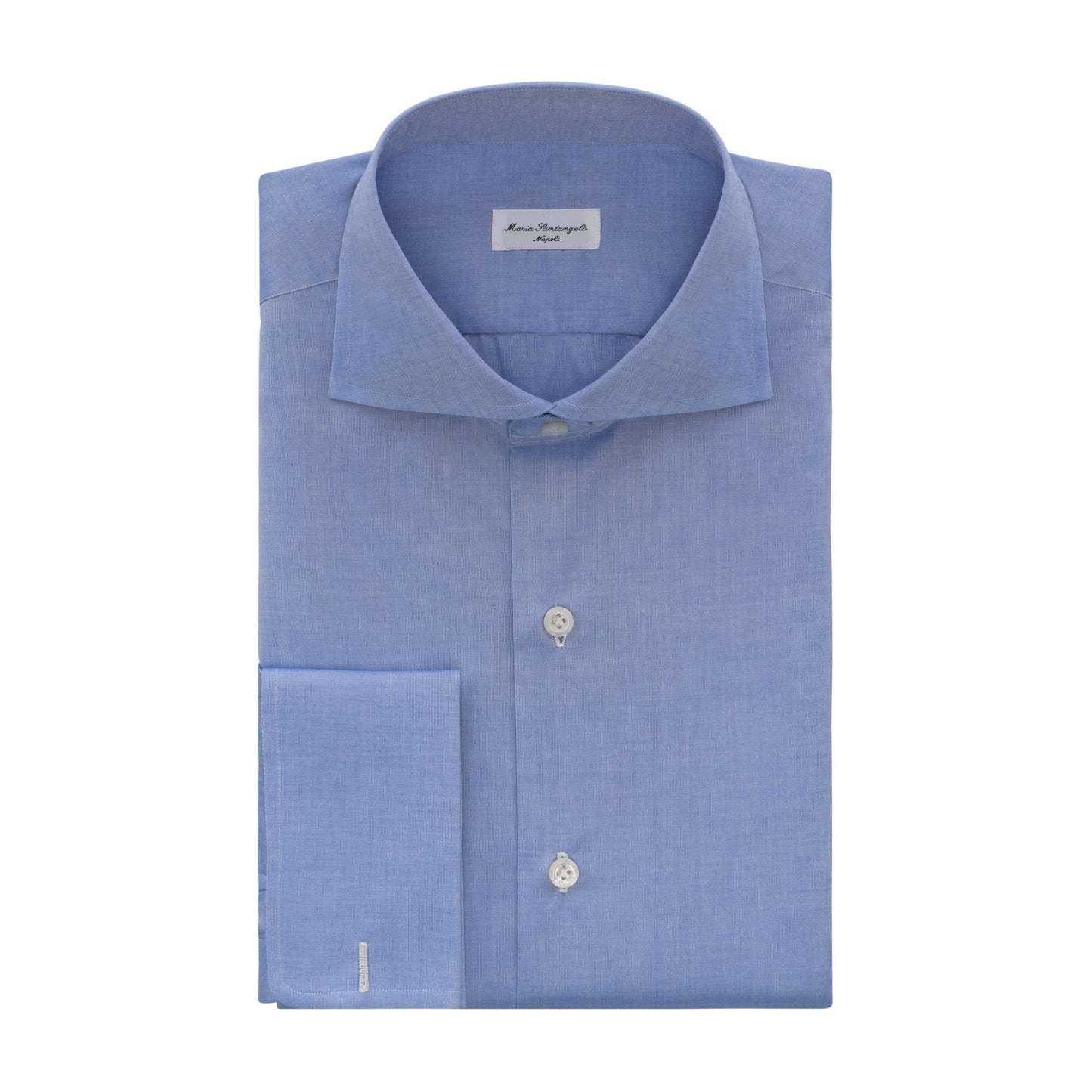 Maria Santangelo Plain Cotton Dress Shirt in Light Blue with Double Cuff - SARTALE