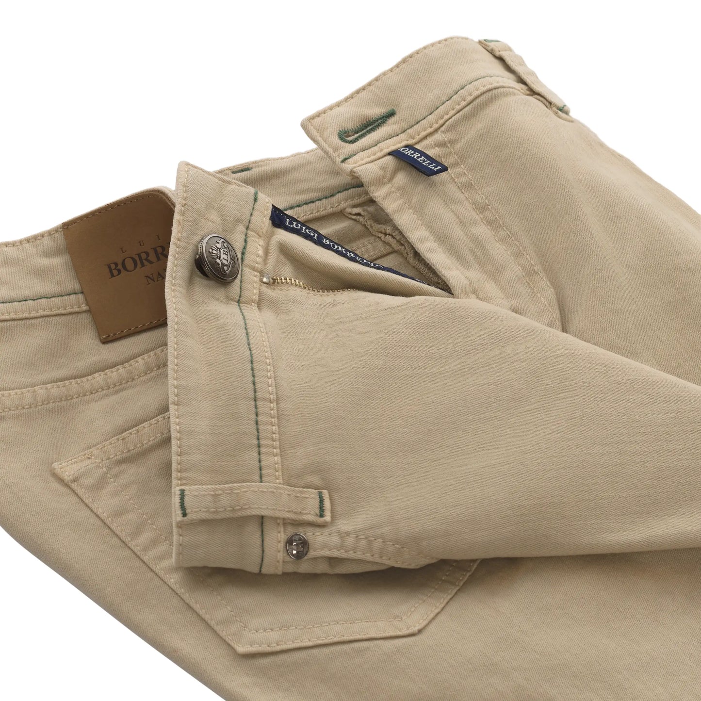 Slim-Fit Stretch-Cotton Jeans in Beige