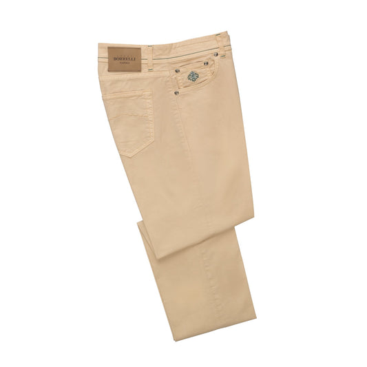 Luigi Borrelli Stretch-Cotton 5-Pocket Trousers in Beige - SARTALE
