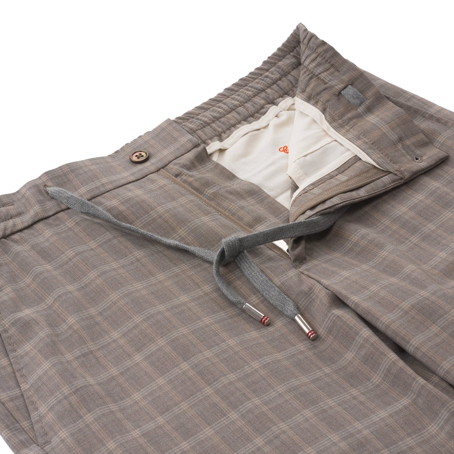 Marco Pescarolo Slim-Fit Virgin Wool Checked Drawstring Trousers in Light Brown - SARTALE