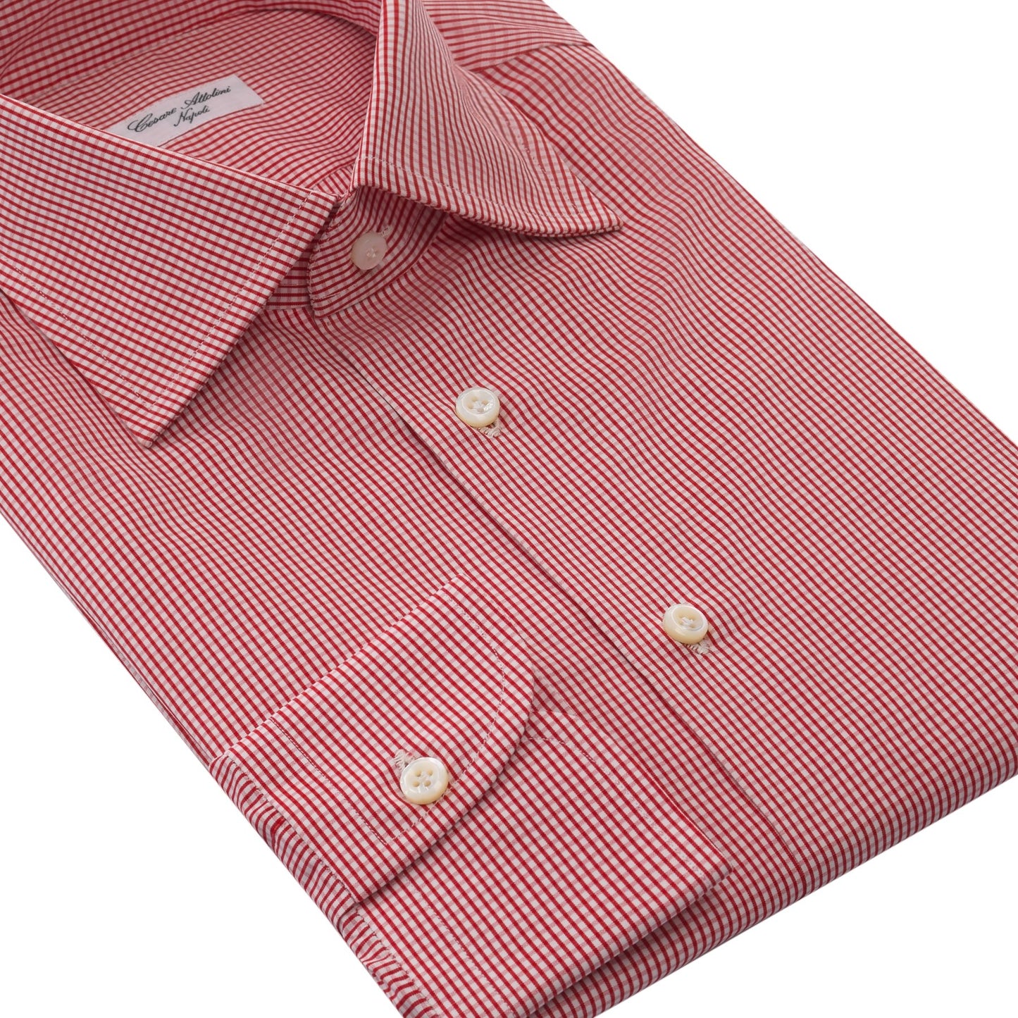 Cesare Attolini Gingham Cotton Shirt in Red - SARTALE