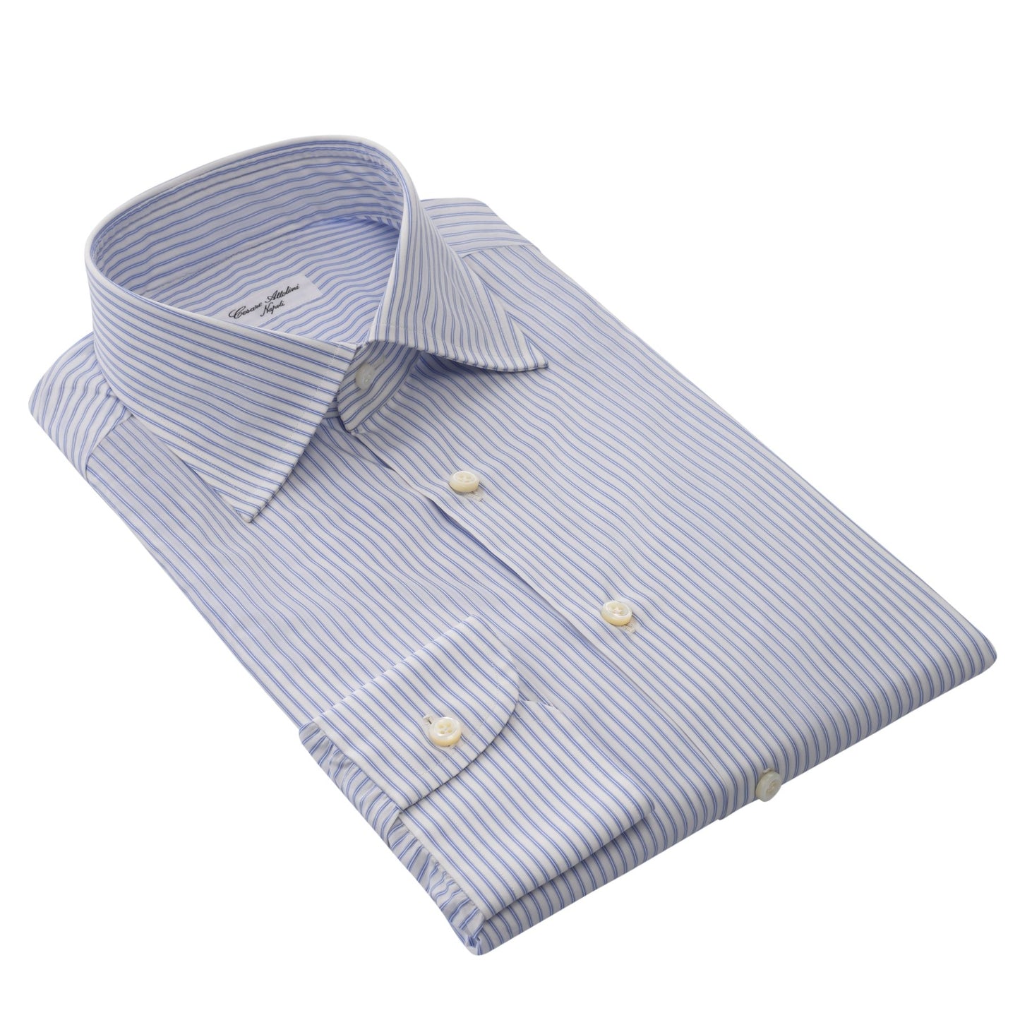 Cesare Attolini Striped Cotton Shirt in White and Light Blue - SARTALE
