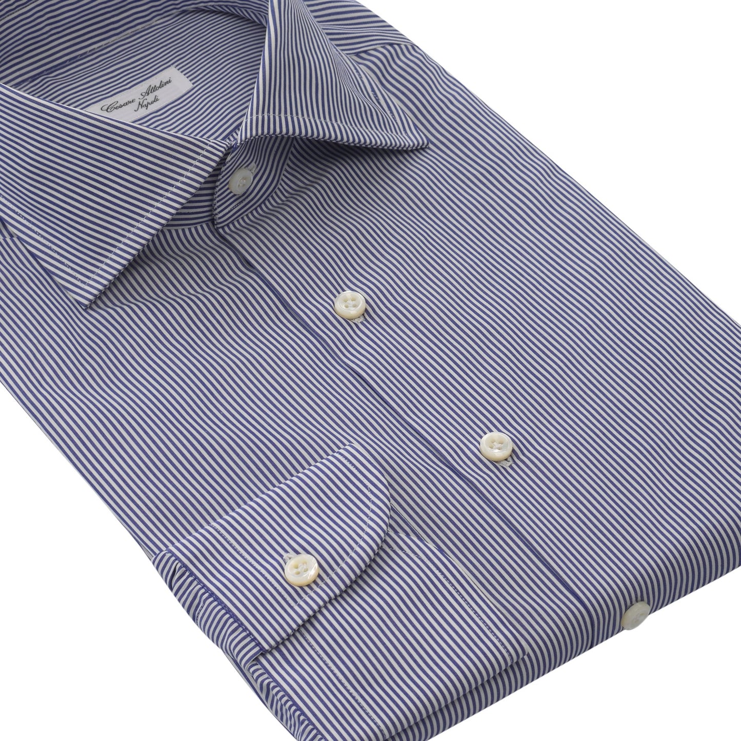 Cesare Attolini Striped Cotton Shirt in White and Blue - SARTALE