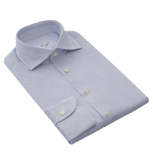Cesare Attolini Striped Cotton Shirt in Light Blue - SARTALE