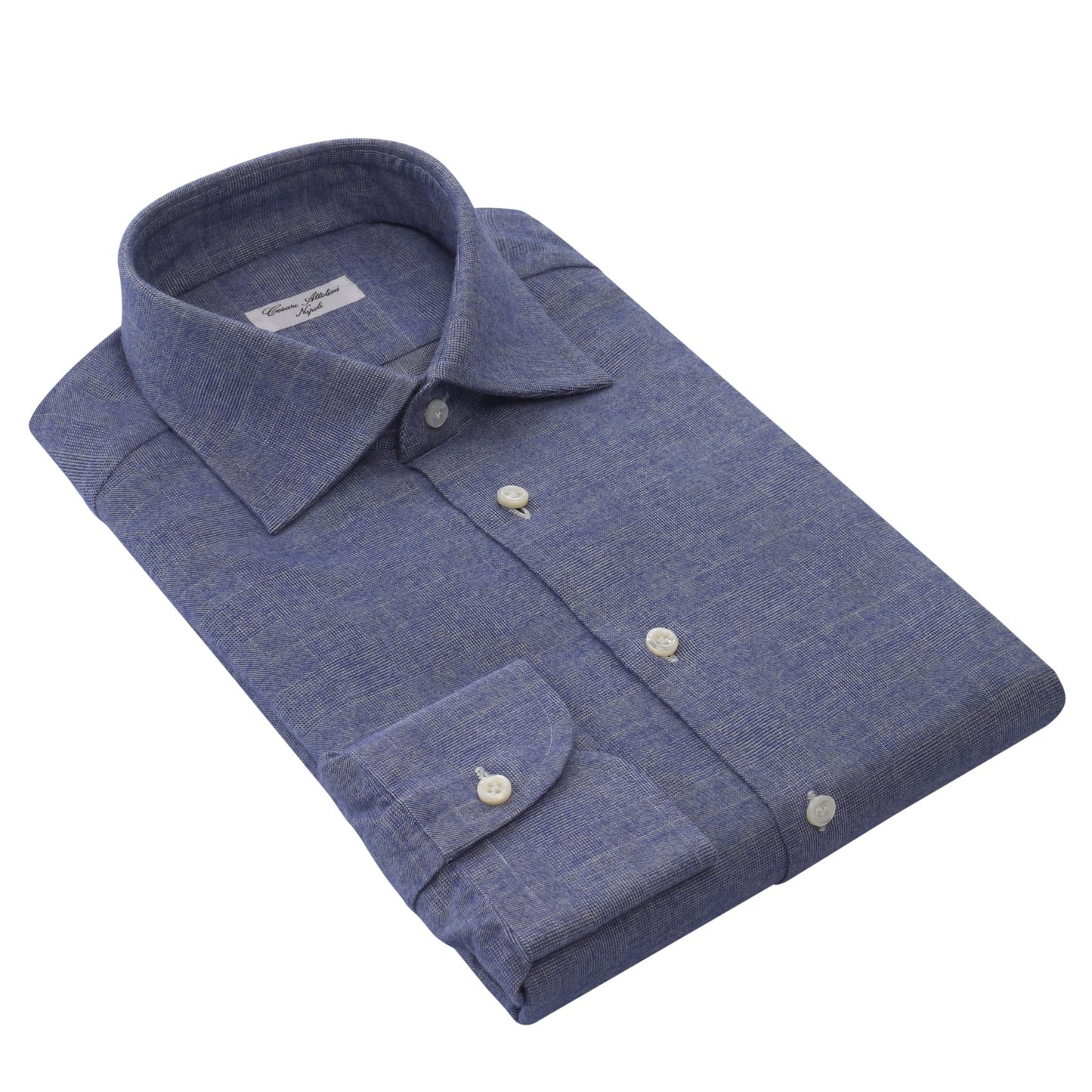 Cesare Attolini Prince of Wales Cotton Shirt in Blue - SARTALE