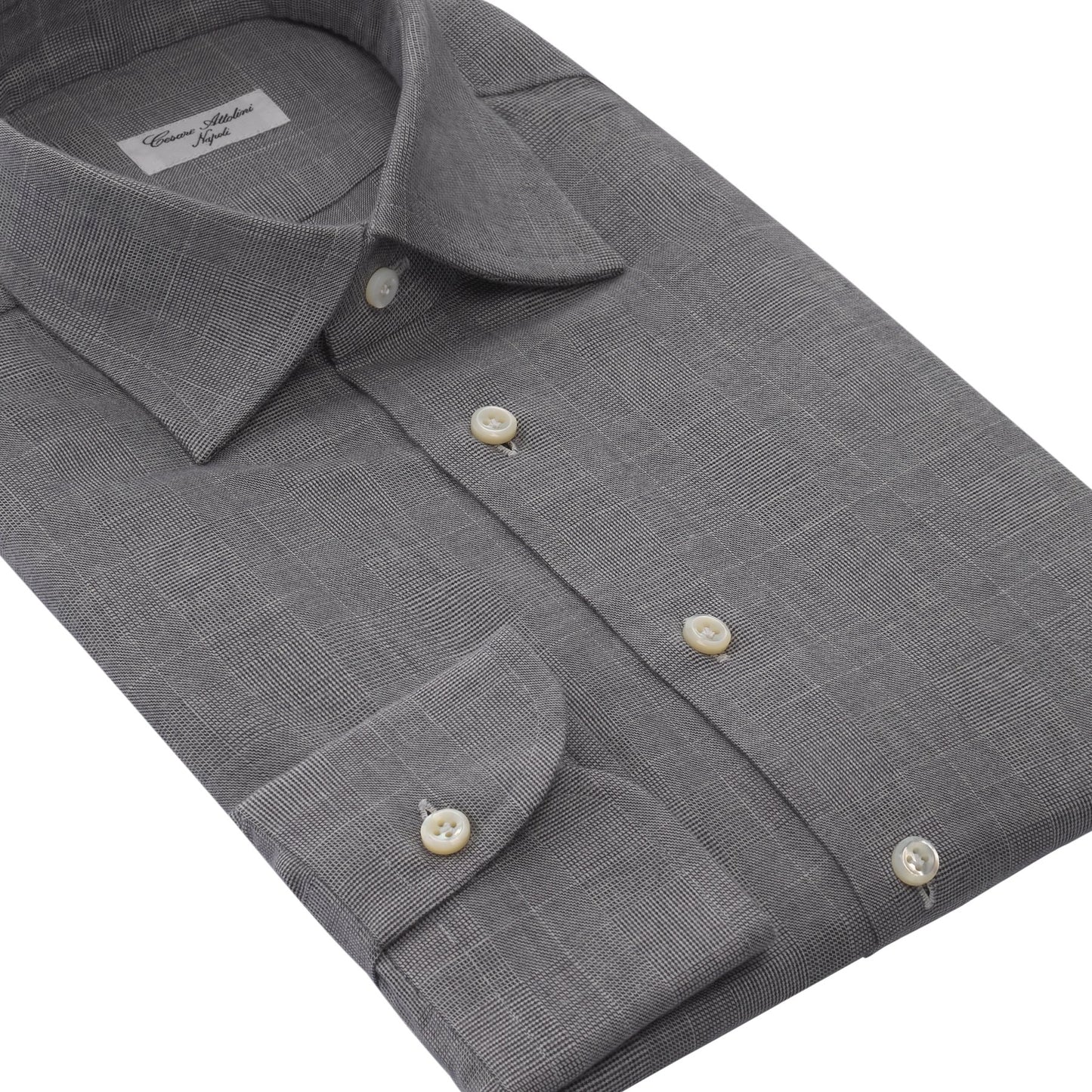 Cesare Attolini Prince of Wales Cotton Shirt in Grey - SARTALE