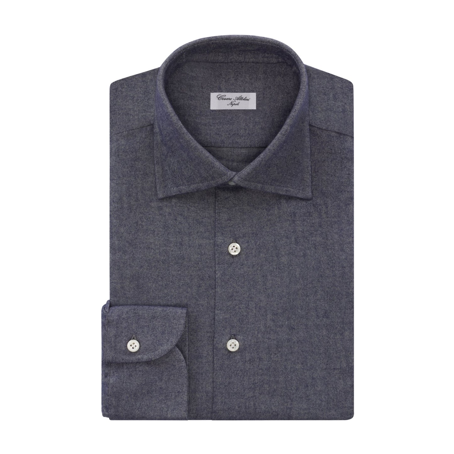 Cesare Attolini Flannel Blue Cotton Shirt | SARTALE