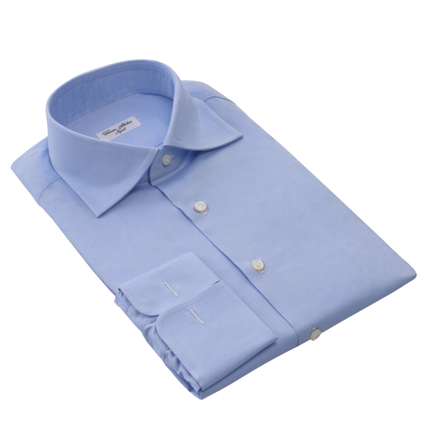 Cesare Attolini Plain Cotton Shirt in Light Blue - SARTALE