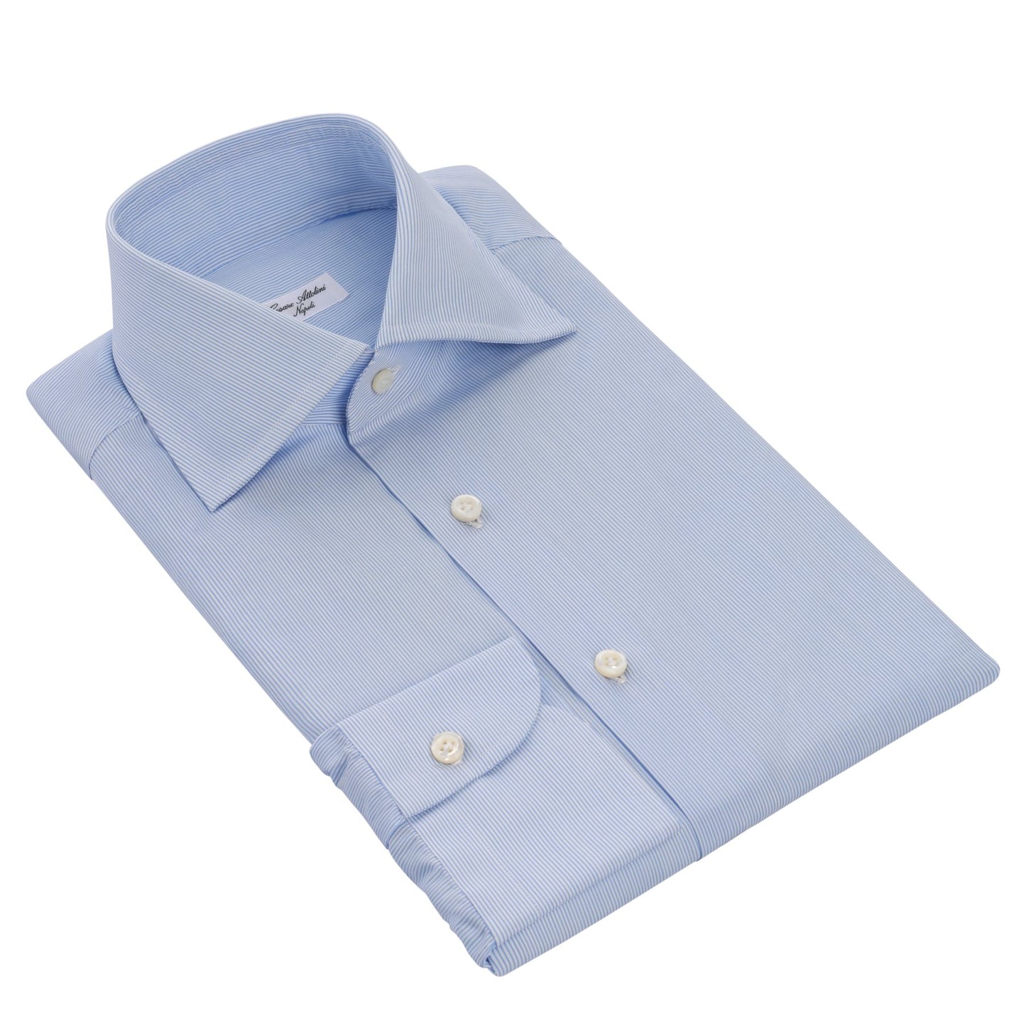 Cesare Attolini Tailored-Fit Fine Striped Cotton Shirt in Light Blue - SARTALE