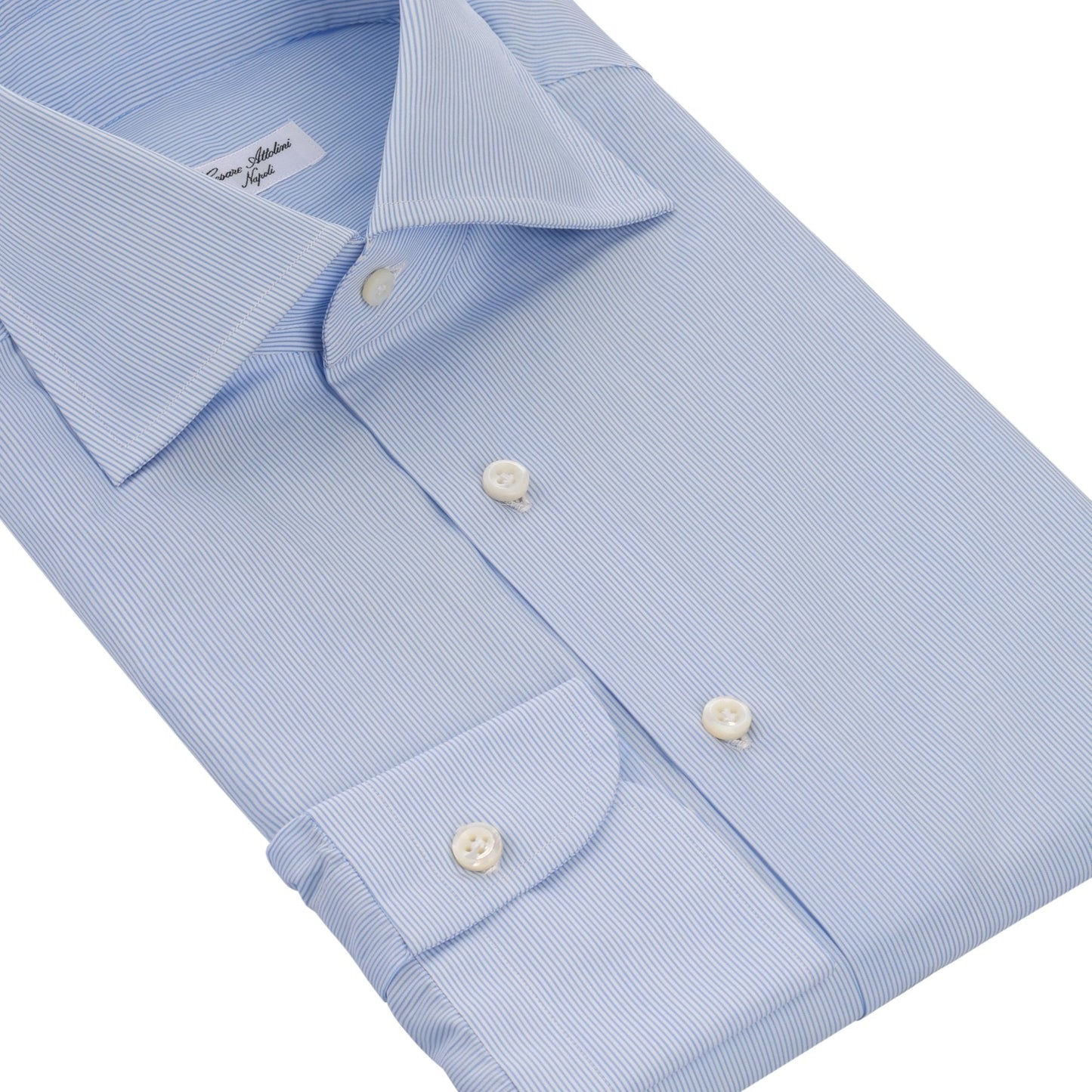 Cesare Attolini Tailored-Fit Fine Striped Cotton Shirt in Light Blue - SARTALE