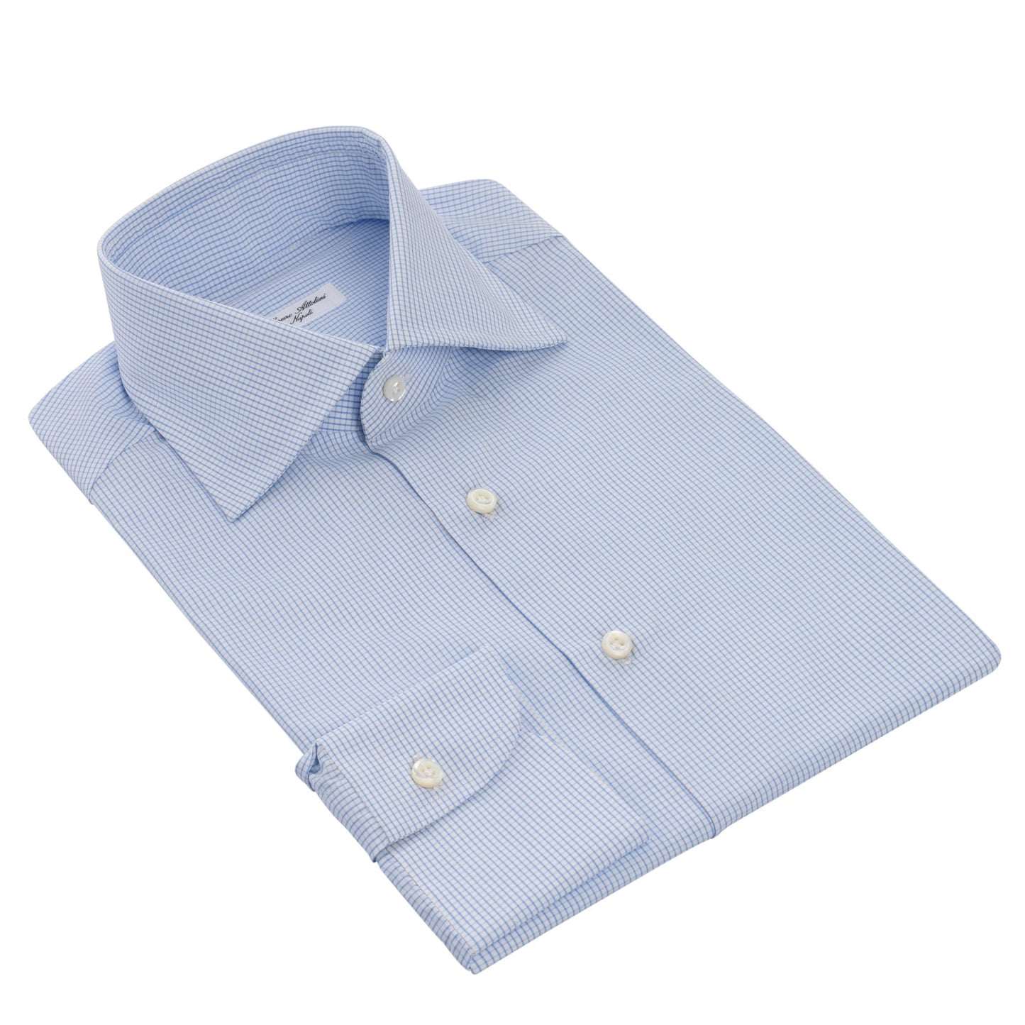 Cesare Attolini Tailored-Fit Checked Cotton Shirt in Light Blue - SARTALE