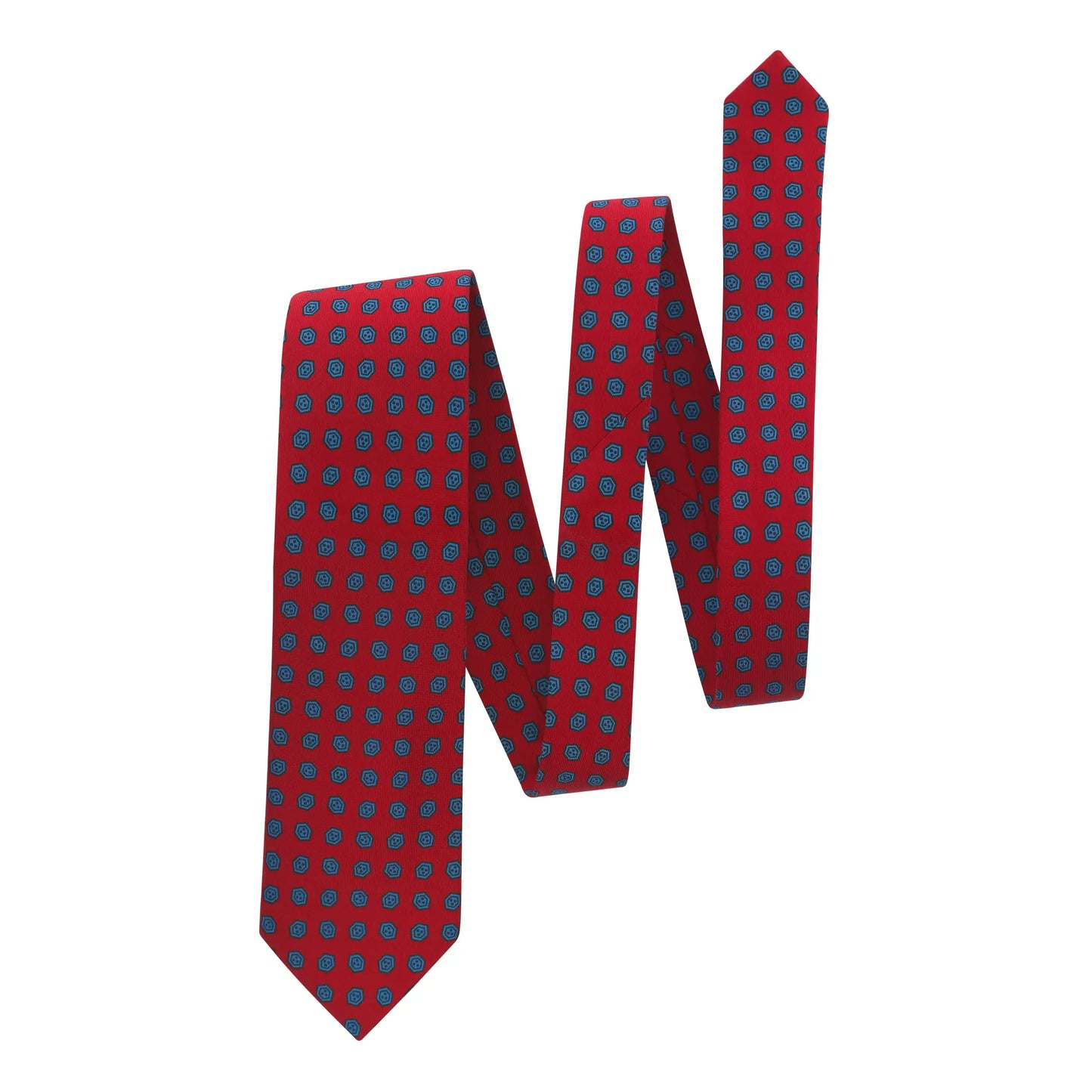 Hand-Printed Silk Red Tie