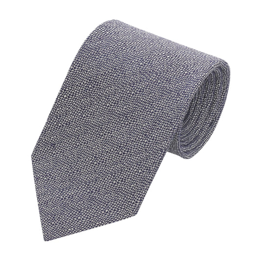 Textured Silk and Linen-Blend Tie in Blue and Grey