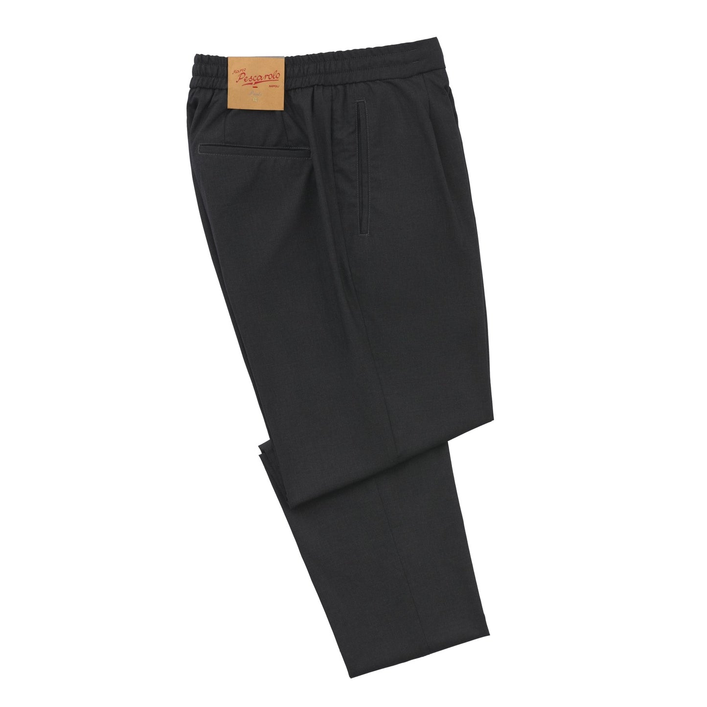 Marco Pescarolo Slim-Fit Virgin Wool Pleated Drawstring Anthracite Trousers - SARTALE