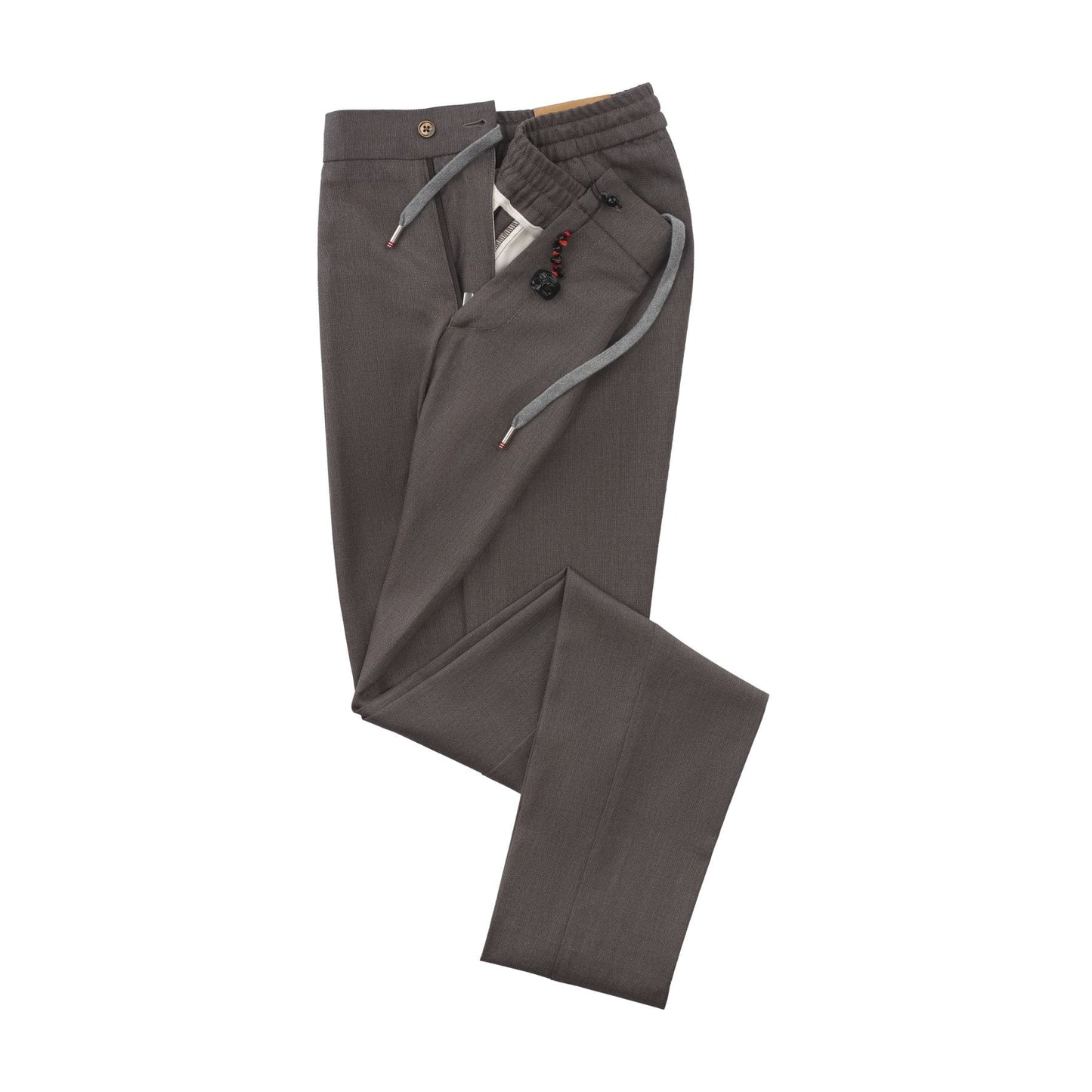Marco Pescarolo Slim-Fit Virgin Wool Drawstring Puppytooth Trousers in Brown - SARTALE