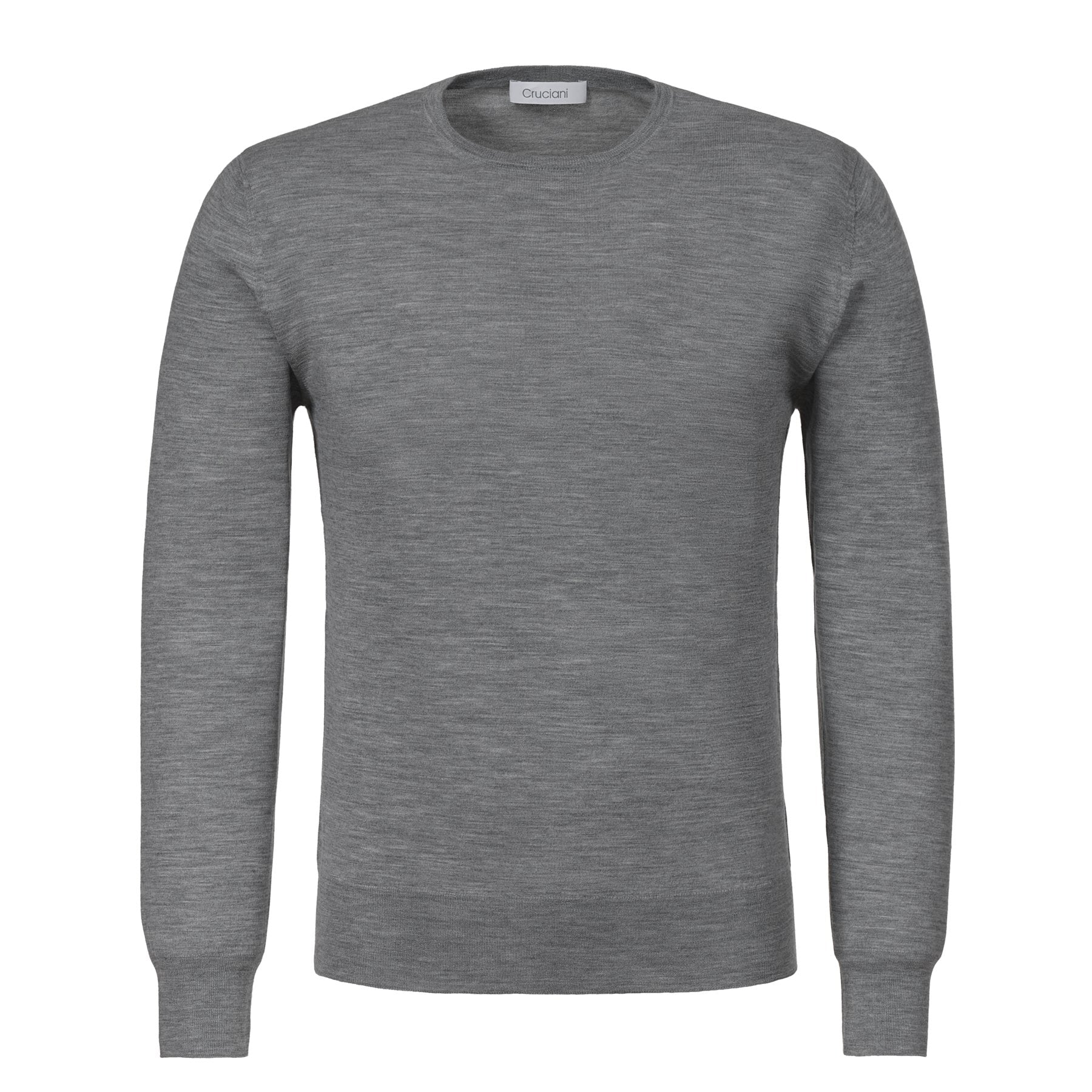 Crew-Neck Super Soft Wool Sweater in Light Grey