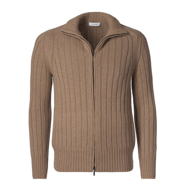 Cruciani Zip-Up Wool Sweater in Beige - SARTALE