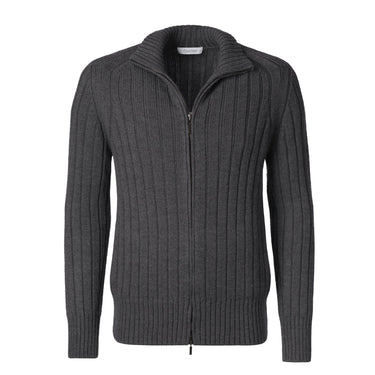 Cruciani Zip-Up Wool Sweater in Grey - SARTALE