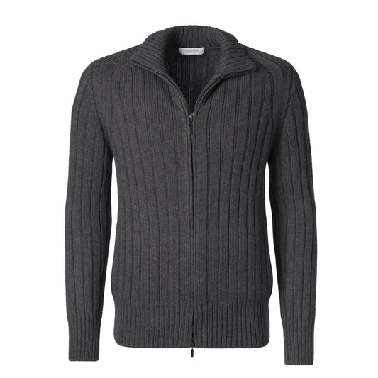 Cruciani Zip-Up Wool Sweater in Grey - SARTALE