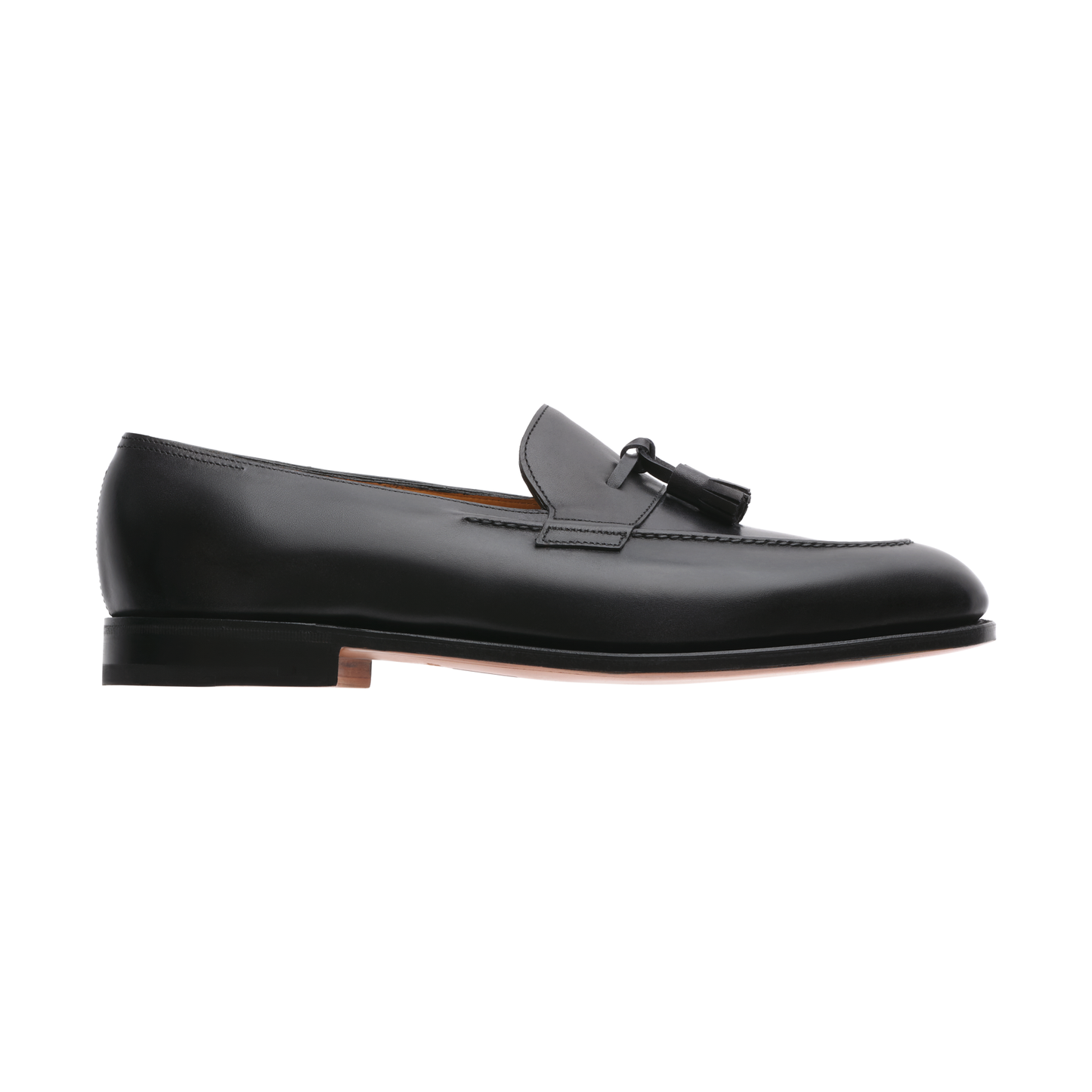 John Lobb "Callington" Leather Loafer with Hand-Stitched Apron in Black - SARTALE