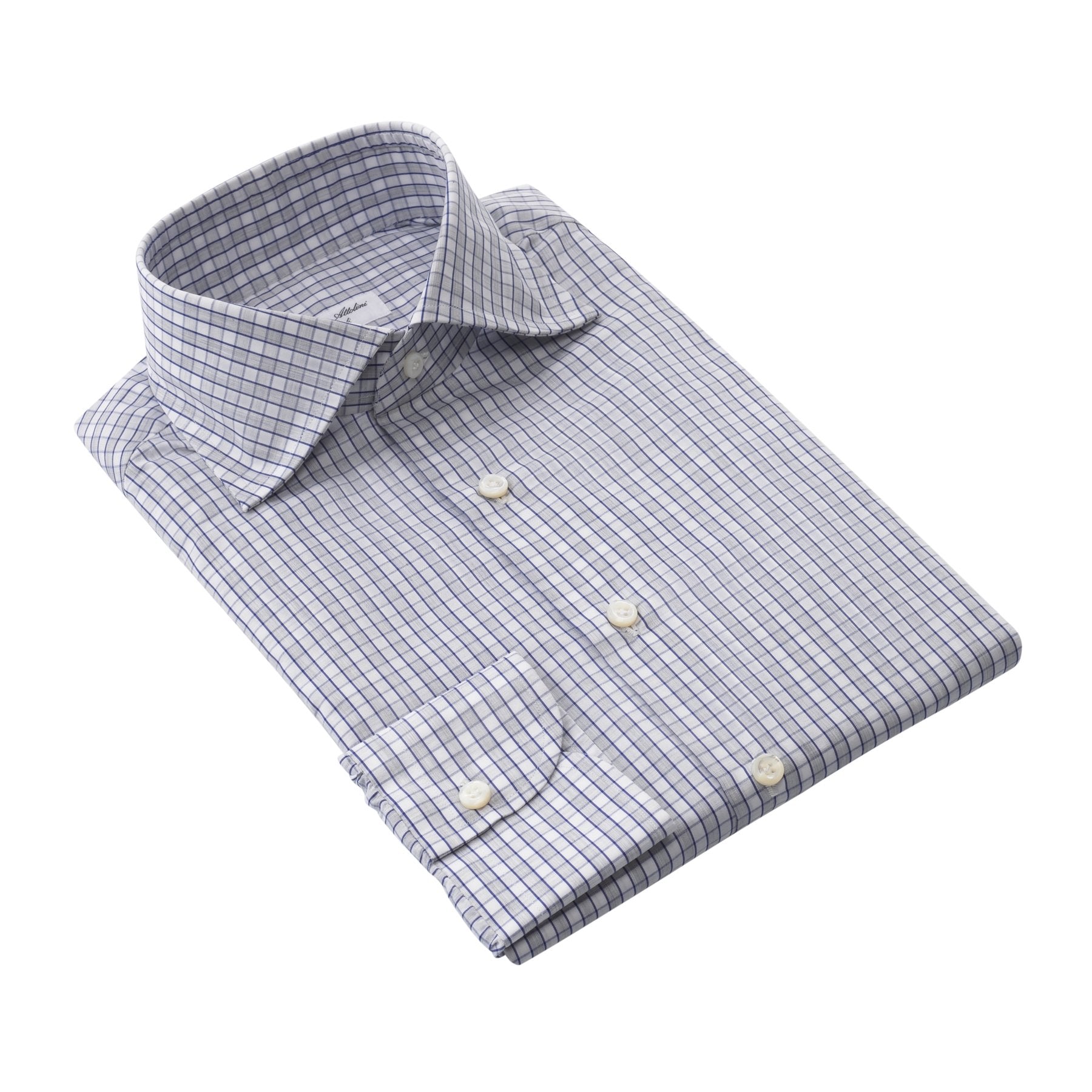 Cesare Attolini Tailored-Fit Checked Cotton Shirt in Light Grey | SARTALE