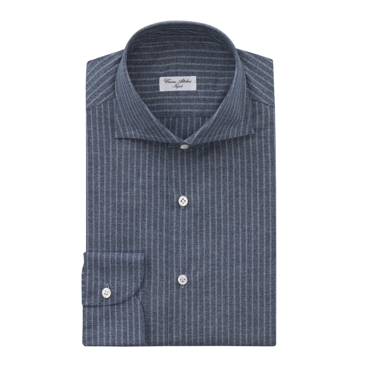 Cesare Attolini Tailored-Fit Striped Cotton Shirt in Dark Blue - SARTALE