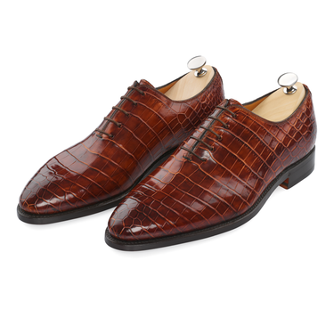 Bontoni "De La Ville" Five-Eyelet Wholecut Crocodile Oxford - SARTALE
