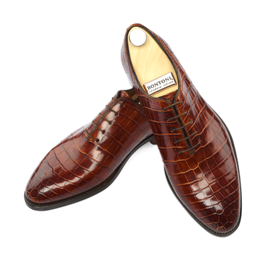Bontoni "De La Ville" Five-Eyelet Wholecut Crocodile Oxford - SARTALE
