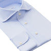 Emanuele Maffeis Striped Cotton Light Blue Shirt with Shark Collar - SARTALE