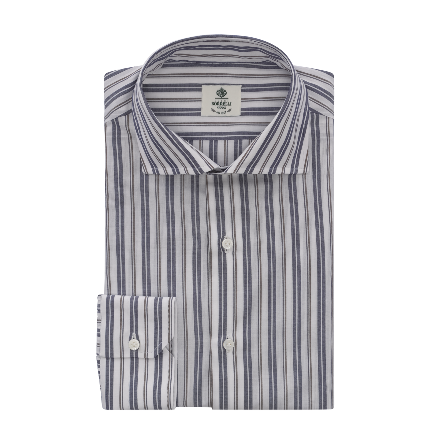 Luigi Borrelli Striped Cotton Shirt in White and Blue - SARTALE
