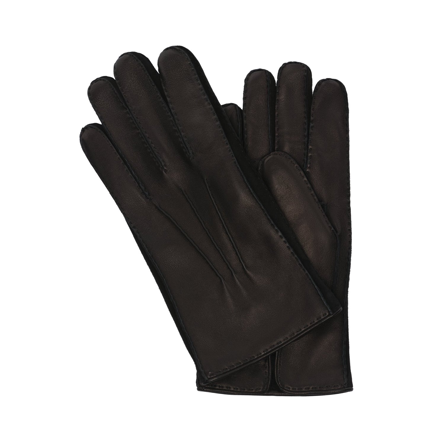 Emanuele Maffeis Cashmere-Lined Leather Gloves in Black - SARTALE