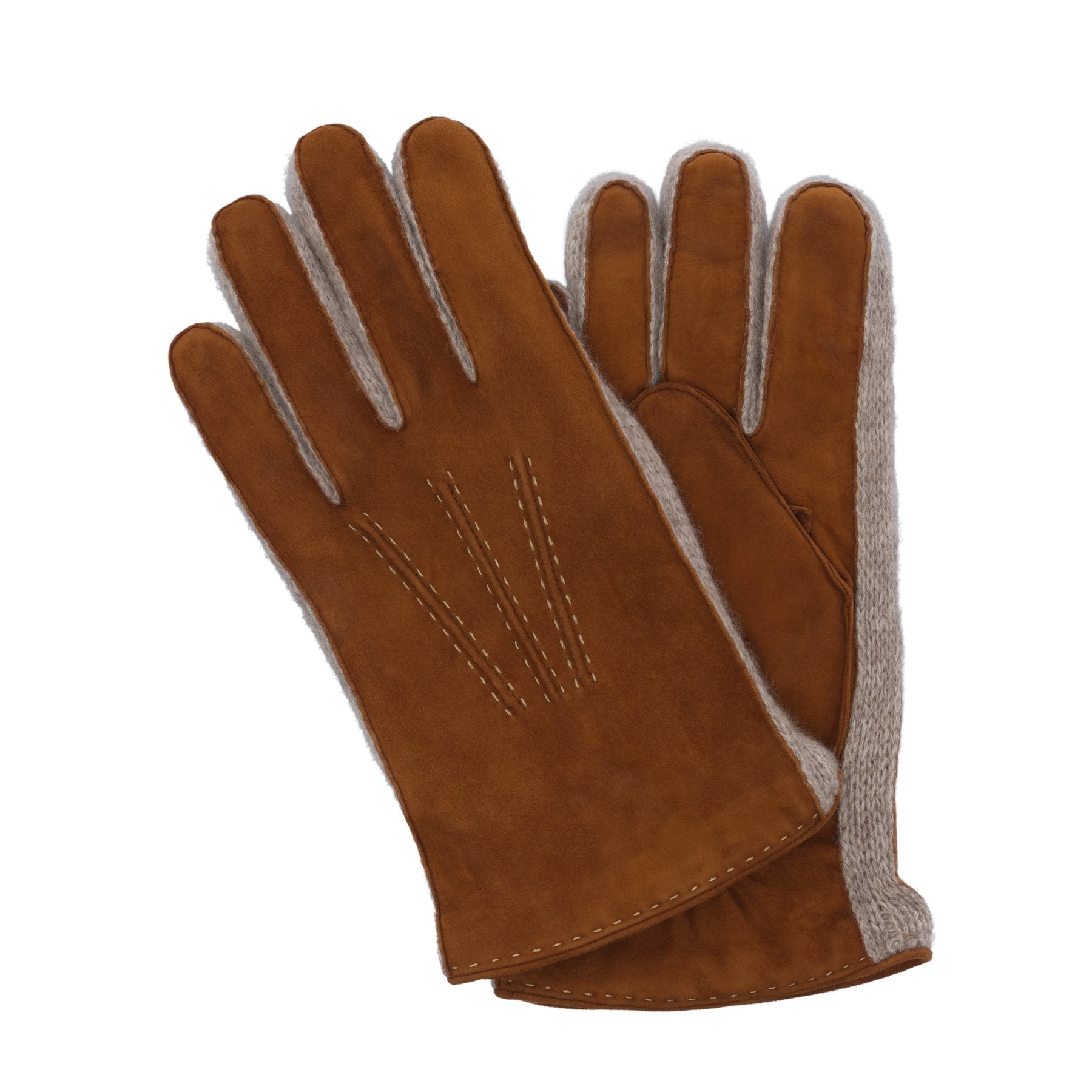Cashmere-Lined Suede Gloves in Tobacco Brown