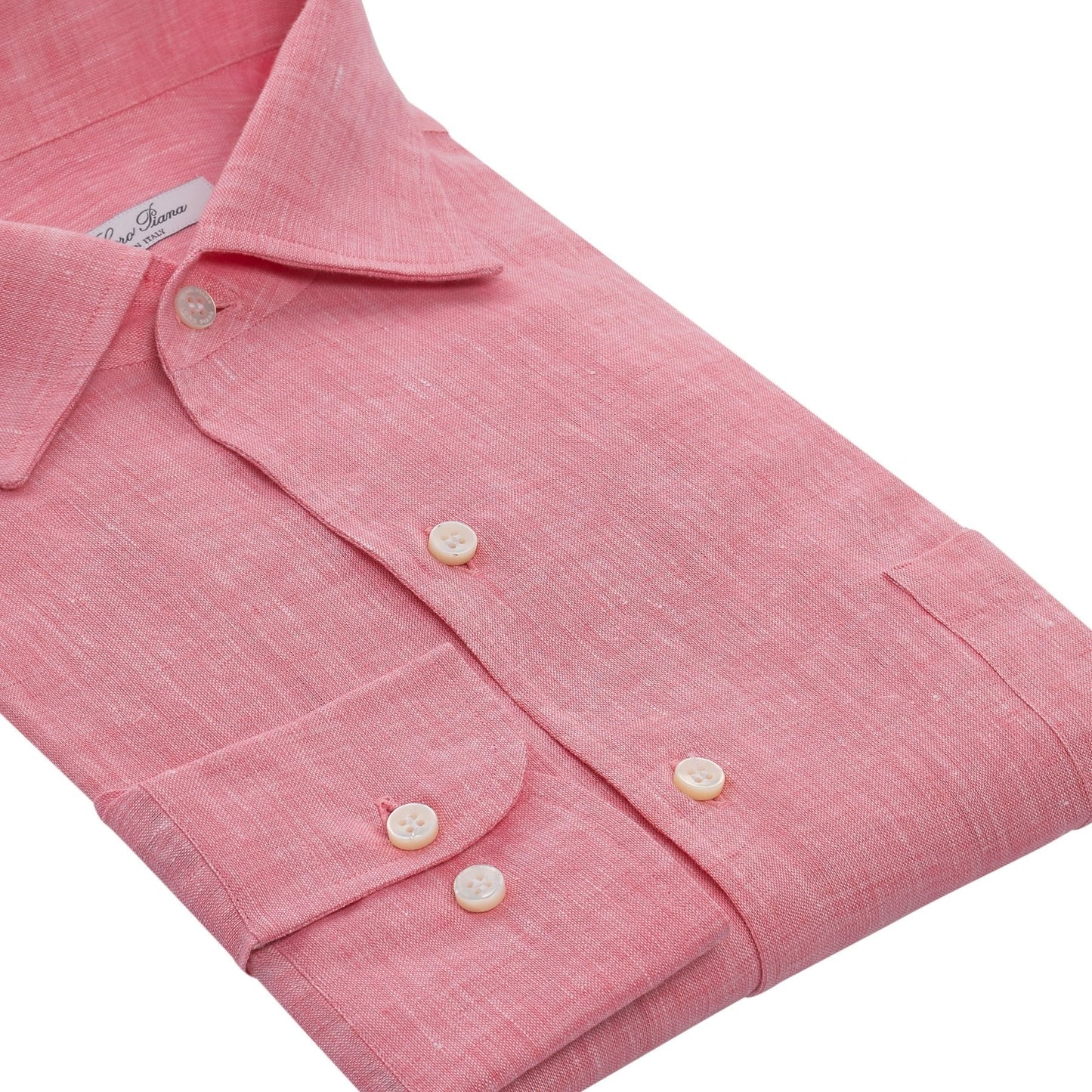 Loro Piana Linen Shirt with Chest Pocket in Pink - SARTALE