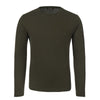 Silk-Cotton Blend Long Sleeve T-Shirt in Olive Green