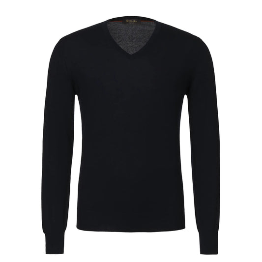 V-Neck Cashmere Sweater in Dark Blue