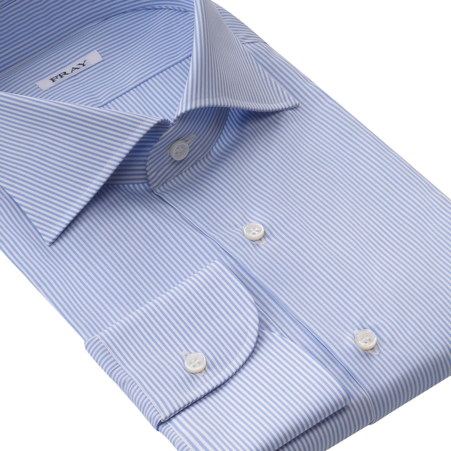 Fray Cotton Striped Shirt in White and Light Blue - SARTALE