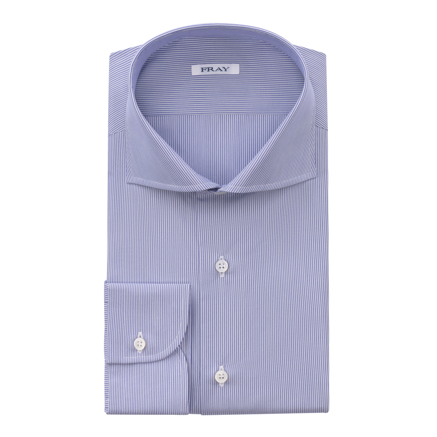 Fray Pinstriped Cotton Shirt in White and Dark Blue - SARTALE