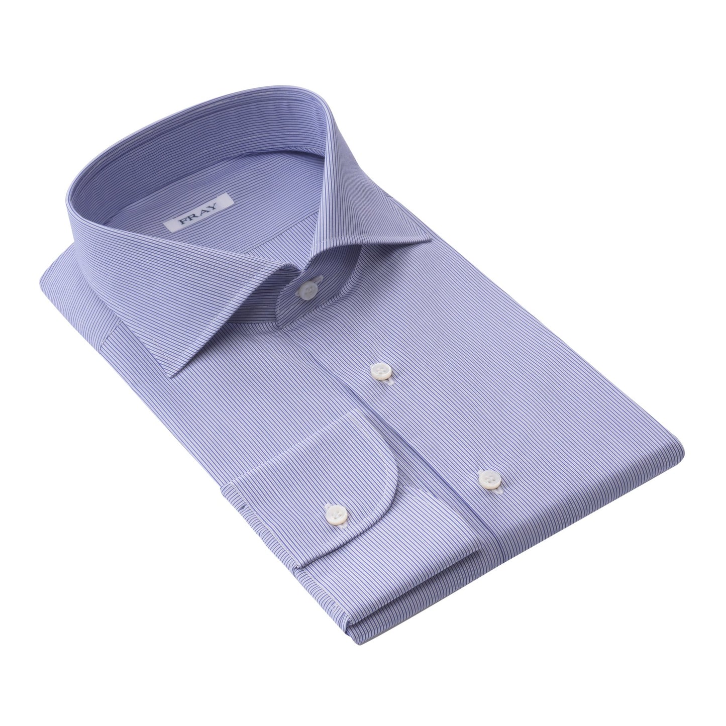 Fray Pinstriped Cotton Shirt in White and Dark Blue - SARTALE