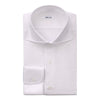 Fray Cotton and Linen-Blend White Shirt with Round French Cuff - SARTALE